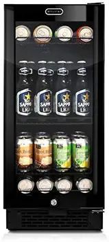 BBR-801BG Встроенные Холодильники для напитков из черного стекла емкостью 80 банок объемом 3,0 кубических фута, Серебристый-80 Банок, Серебряный диспенсер для воды Drnk disp