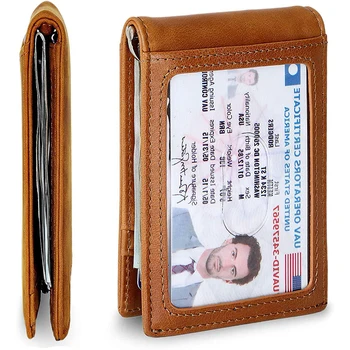 Мини-держатель для денежных карт из натуральной кожи Rfid для мужчин, зажим для кредитного кошелька, кошельки, винтажный держатель для карт, Мужчины, мужчины