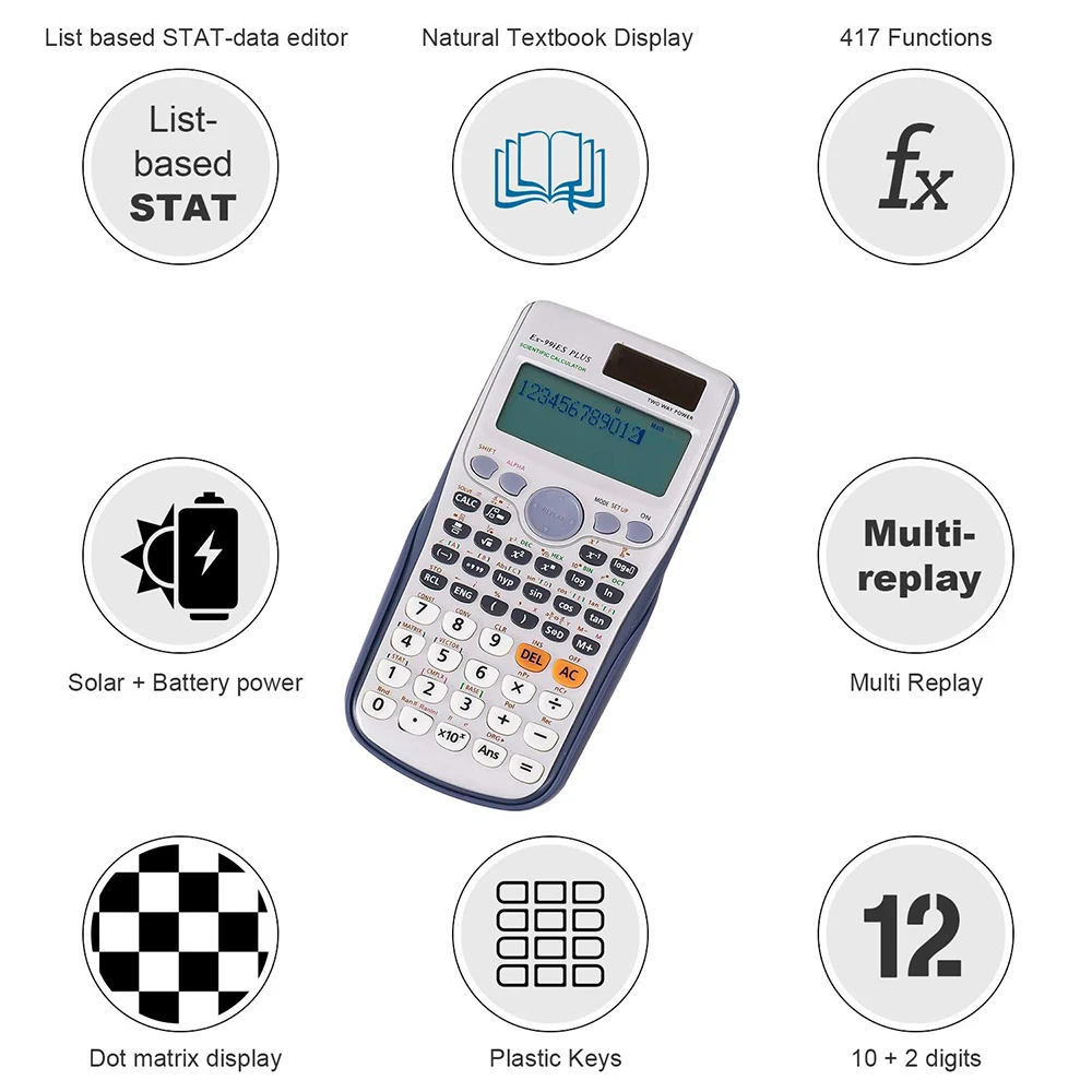 Оригинальный научный калькулятор, 417 функций, разработка для колледжа и делового офиса, аккумулятор - 2