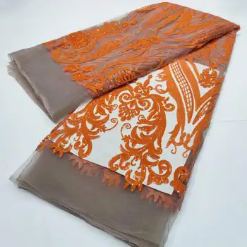 Новая Африканская сетчатая кружевная ткань с вышивкой 2023 года, высококачественная Новейшая Нигерийская ткань с блестками, материал для пошива французских вечеринок