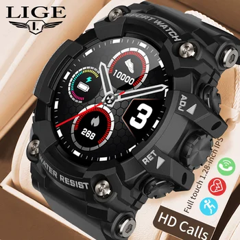 LIGE Новые смарт-часы с Bluetooth-вызовом, мужские Спортивные часы на открытом воздухе, браслет, часы для измерения артериального давления, водонепроницаемые смарт-часы IP68 для Android IOS