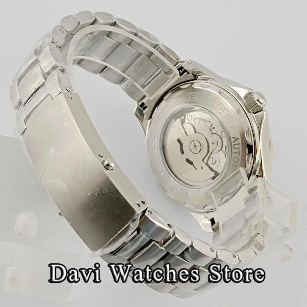 Новые 41 мм стерильные мужские часы NH35 Сапфировое стекло Керамический безель Светящийся механизм с автоподзаводом Механические мужские наручные часы - 5