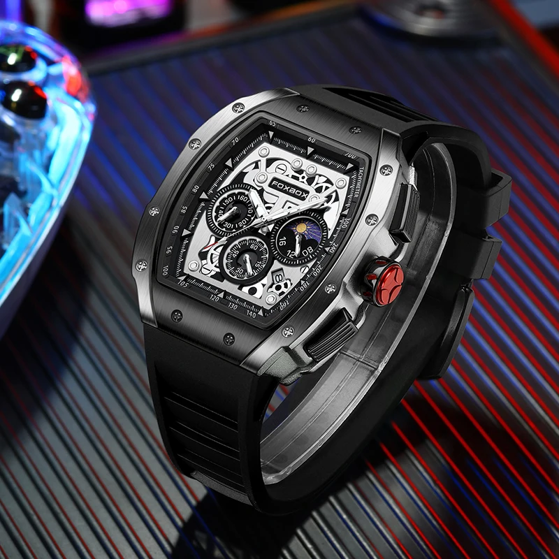Мужские часы LIGE, роскошные квадратные модные деловые мужские часы с силиконовым ремешком, водонепроницаемые повседневные спортивные кварцевые часы для мужчин, хронограф - 1