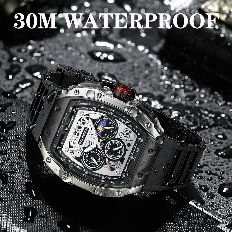 Мужские часы LIGE, роскошные квадратные модные деловые мужские часы с силиконовым ремешком, водонепроницаемые повседневные спортивные кварцевые часы для мужчин, хронограф - 2
