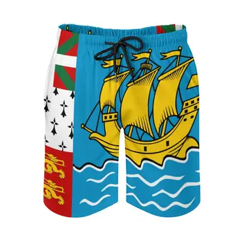 Флаг Сен-Пьера И Микелона Аниме CausalNovelty Регулируемый Шнурок Дышащие Быстросохнущие Мужские Пляжные шорты Свободного Кроя Ela