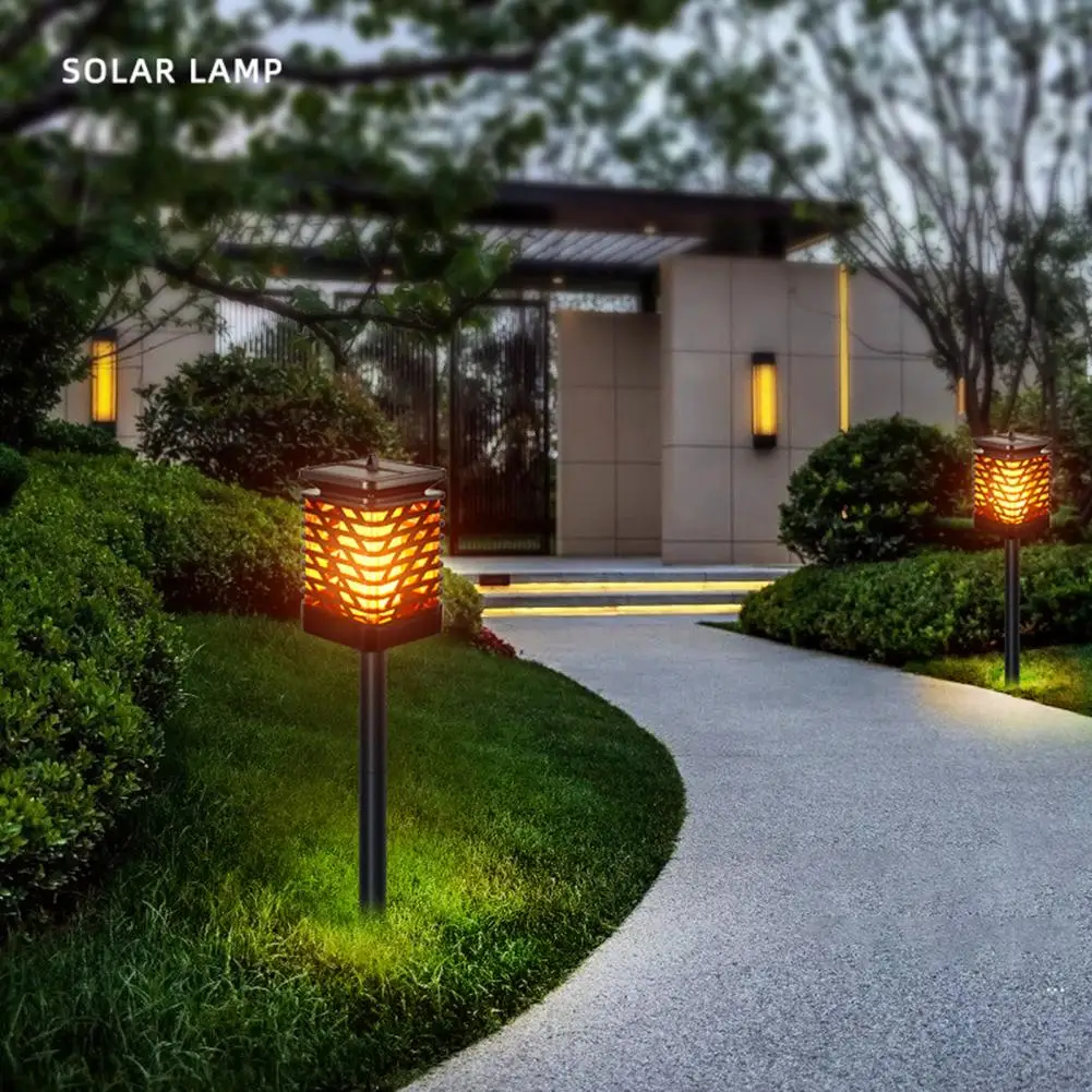 Украшение сада Водонепроницаемый солнечный фонарик с мерцающим пламенем Набор из 2 наружных ламп с солнечным пламенем для авто - 2