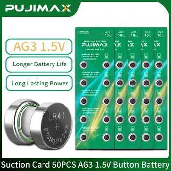 PUJIMAX 50шт 1.5 V AG3 Кнопочные Батарейки LR41 SR41 Литиевая Кнопочная Монетная Батарея для Игрушечных Часов Аксессуары Для Калькулятора Часов
