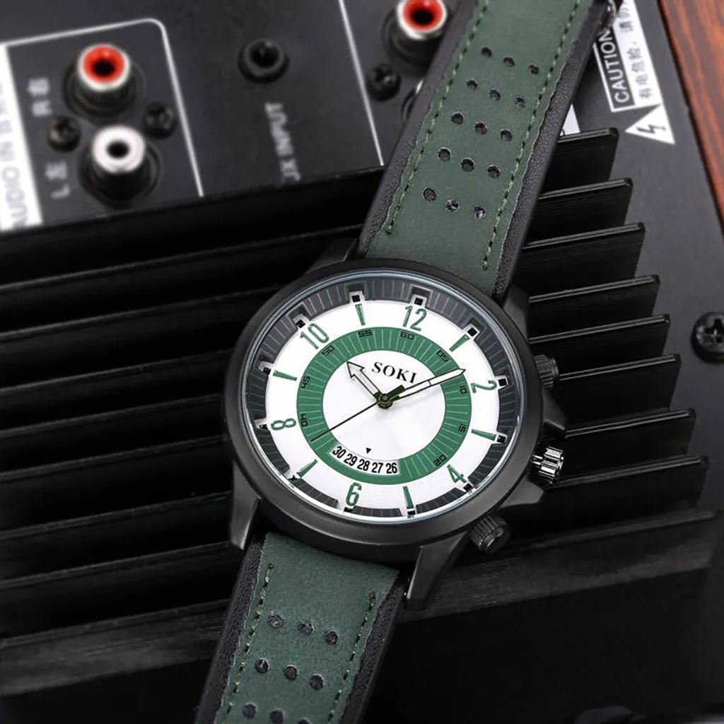 Модные мужские часы с календарем с большим циферблатом, мужские военные часы, изысканные модные автоматические часы для мужчин Reloj Hombre - 5