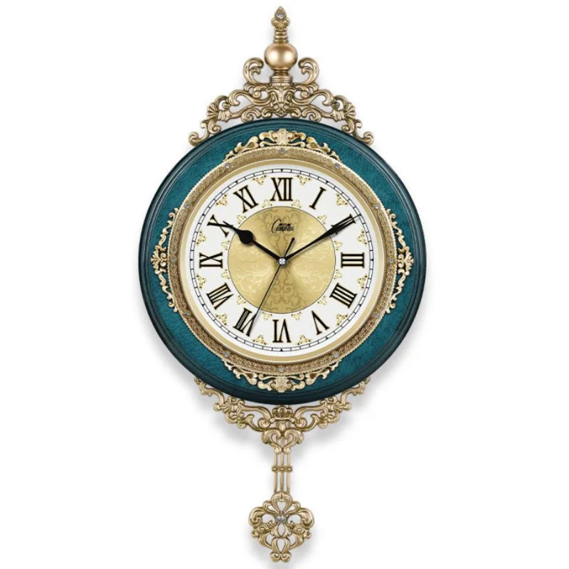 Настенные часы в европейском стиле в стиле ретро, часы с маятником для гостиной, Элегантный вкус, Семейный Подарок, Художественное украшение - 1