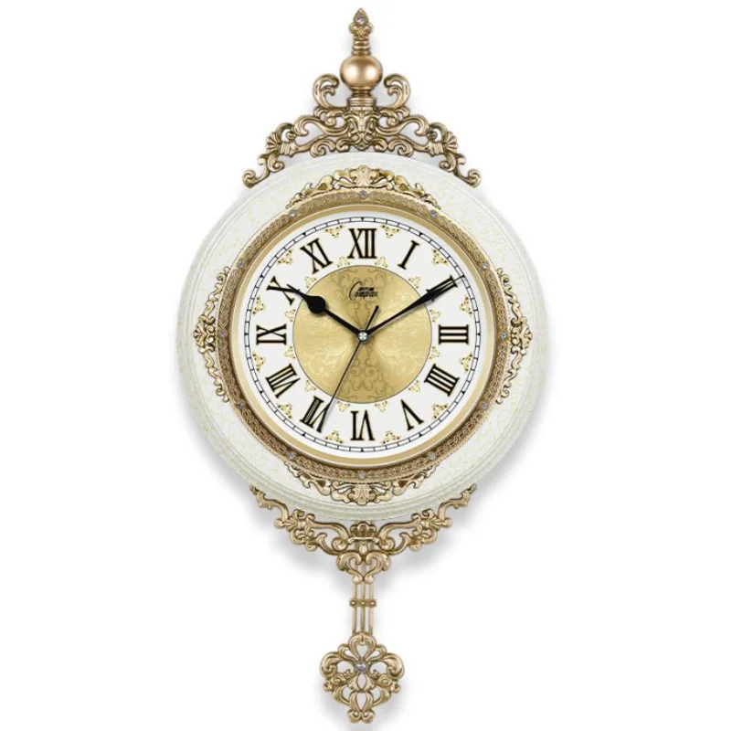 Настенные часы в европейском стиле в стиле ретро, часы с маятником для гостиной, Элегантный вкус, Семейный Подарок, Художественное украшение - 2