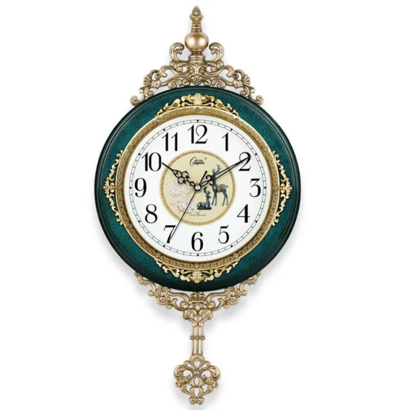 Настенные часы в европейском стиле в стиле ретро, часы с маятником для гостиной, Элегантный вкус, Семейный Подарок, Художественное украшение - 3