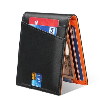 Мужской кошелек из натуральной кожи с блокировкой RFID, зажим для наличных, держатель кредитной карты, футляр для удостоверения личности, кошелек, маленький карманный мешочек для денег