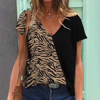Новинки женской летней моды 2023 года, хит продаж, футболка с леопардовым рисунком в стиле ретро, Элегантная рубашка, футболка с коротким рукавом