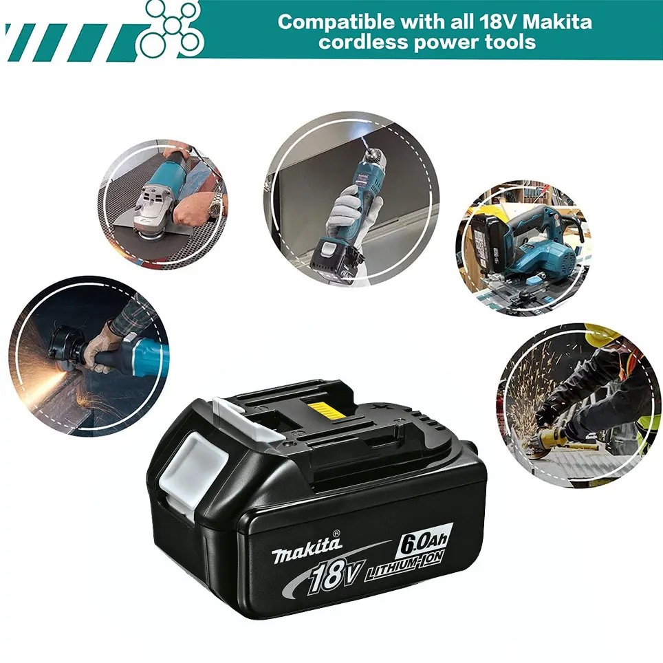 Makita 18V для makita bl1850B литий-ионный аккумулятор 18v 6.0Ah BL1840B BL1860 BL1890 BL1815 BL1830 BL1835 Аккумуляторные дрели LXT400 - 4