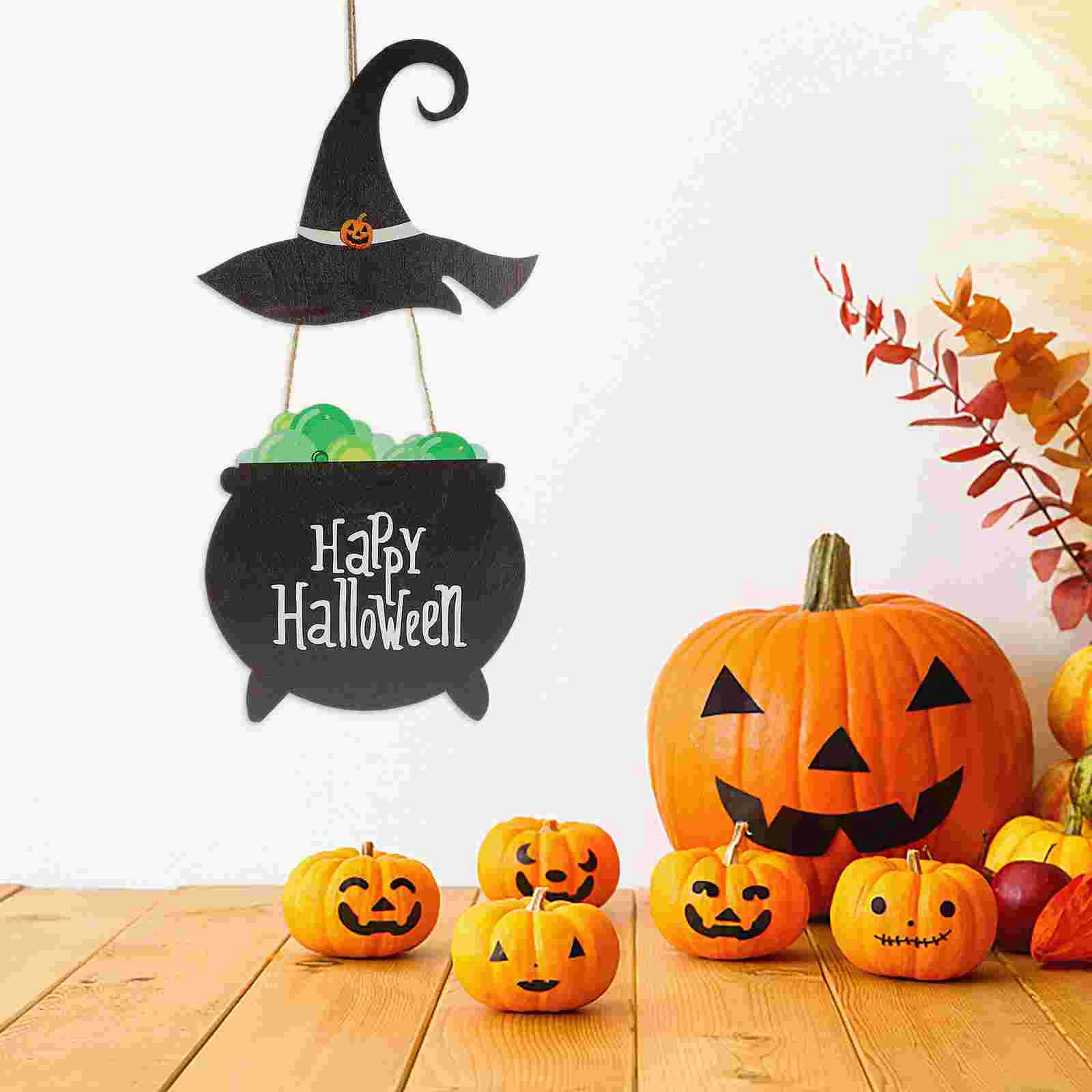 Деревянные подвески на Хэллоуин, декор, Праздничная табличка, Висячие таблички со списком входных дверей - 4