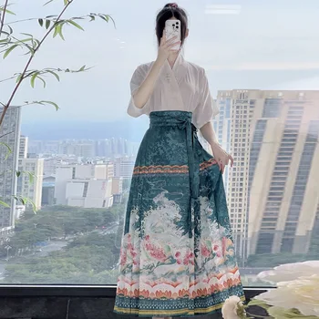 Новый высококачественный женский костюм Ming Hanfu в китайском национальном стиле с юбкой в виде лошадиной морды на каждый день