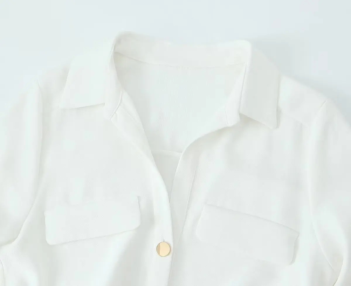 Белое платье-рубашка TRAF, Женское платье Миди с длинным рукавом, Летние Длинные платья с поясом для женщин 2023, Офисные Повседневные Женские платья - 4