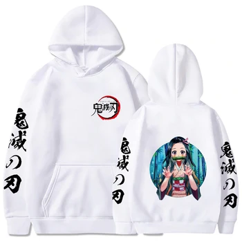 Новое аниме Demon Slayer Kamado Nezuko Толстовки Harajuku Уличная одежда С капюшоном Женская Повседневная толстовка для девочек Повседневный пуловер толстовка