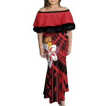 Женское вечернее платье с рыбьим хвостом размера Плюс 7xl, Летнее женское платье с открытыми плечами, разработанное Гавайским полинезийским племенем