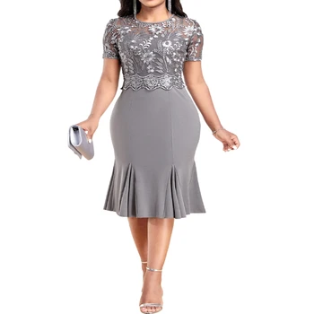 Коктейльные платья больших размеров Для женщин, Облегающие кружевные вечерние платья 2023, Vestidos Midi, Женские прозрачные свадебные платья больших размеров