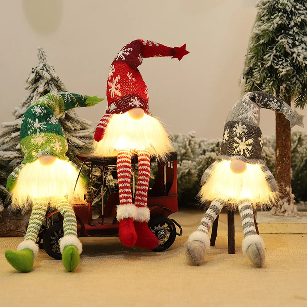 Рождественские гномы, плюшевые огни, кукла-эльф, украшения для Рождественской елки, подвеска для двери, украшение сада, подарок для детей - 2