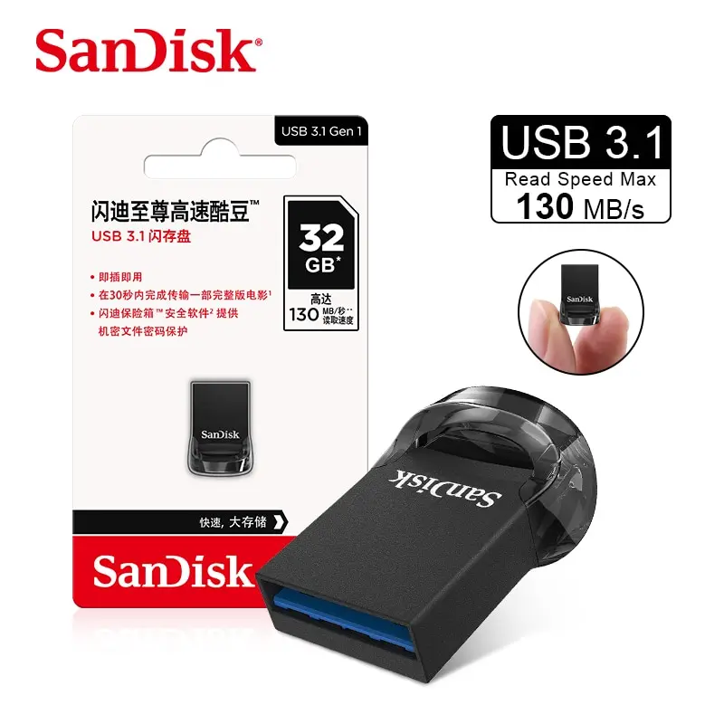 SanDisk CZ430 USB3.1 16 ГБ 32 ГБ 64 ГБ 128 ГБ Ультрасовременный флэш-накопитель со скоростью чтения до 130 МБ / с, Мини-накопитель высокой скорости USB 3.1 USB-накопитель - 3
