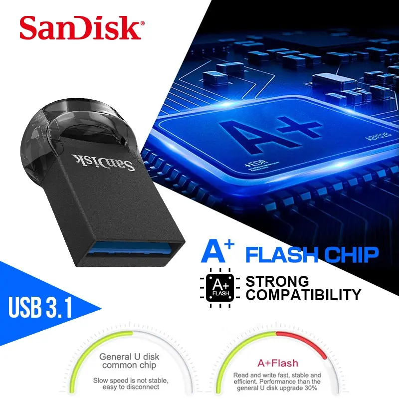 SanDisk CZ430 USB3.1 16 ГБ 32 ГБ 64 ГБ 128 ГБ Ультрасовременный флэш-накопитель со скоростью чтения до 130 МБ / с, Мини-накопитель высокой скорости USB 3.1 USB-накопитель - 5