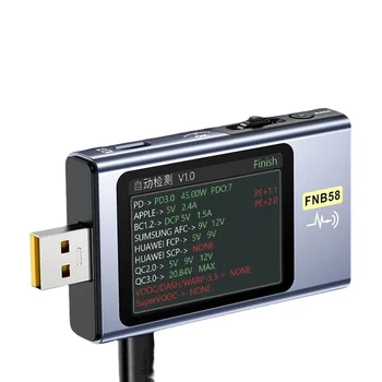 Цифровой вольтметр FNIRSI-FNB58, амперметр, USB-тестер TYPE-C, быстрое обнаружение заряда, измерение мощности срабатывания, измерение пульсаций.