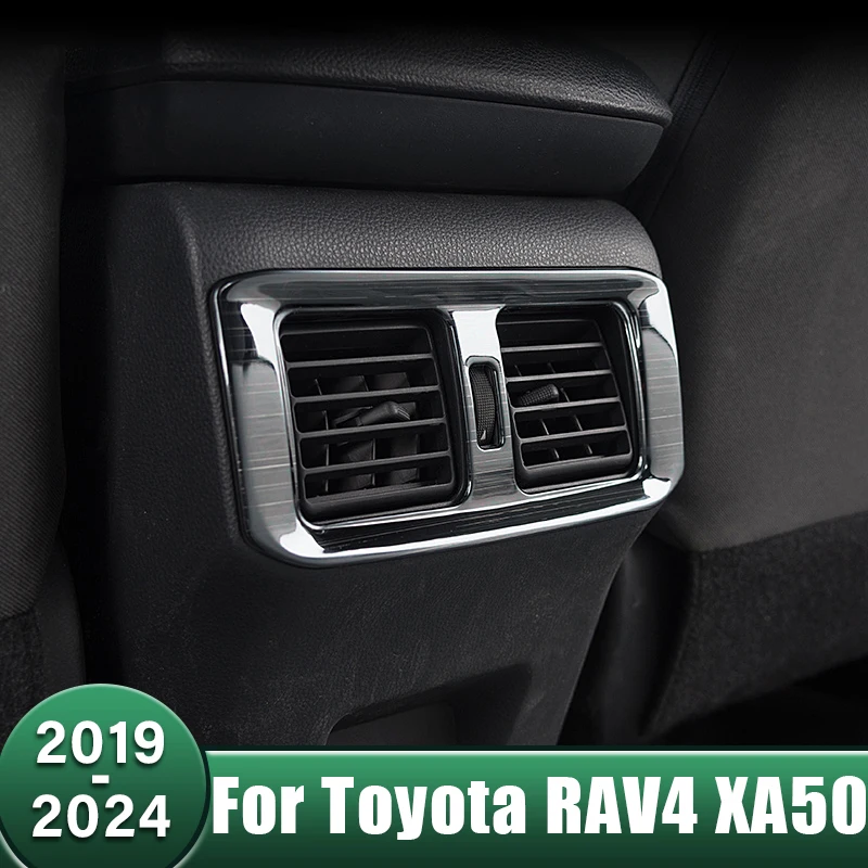 Крышка Рамы Вентиляционного Отверстия Заднего Кондиционера Автомобиля Наклейка Из Нержавеющей Стали Для Toyota RAV4 XA50 2019 2020 2021 2022 2023 2024 Hybrid - 0
