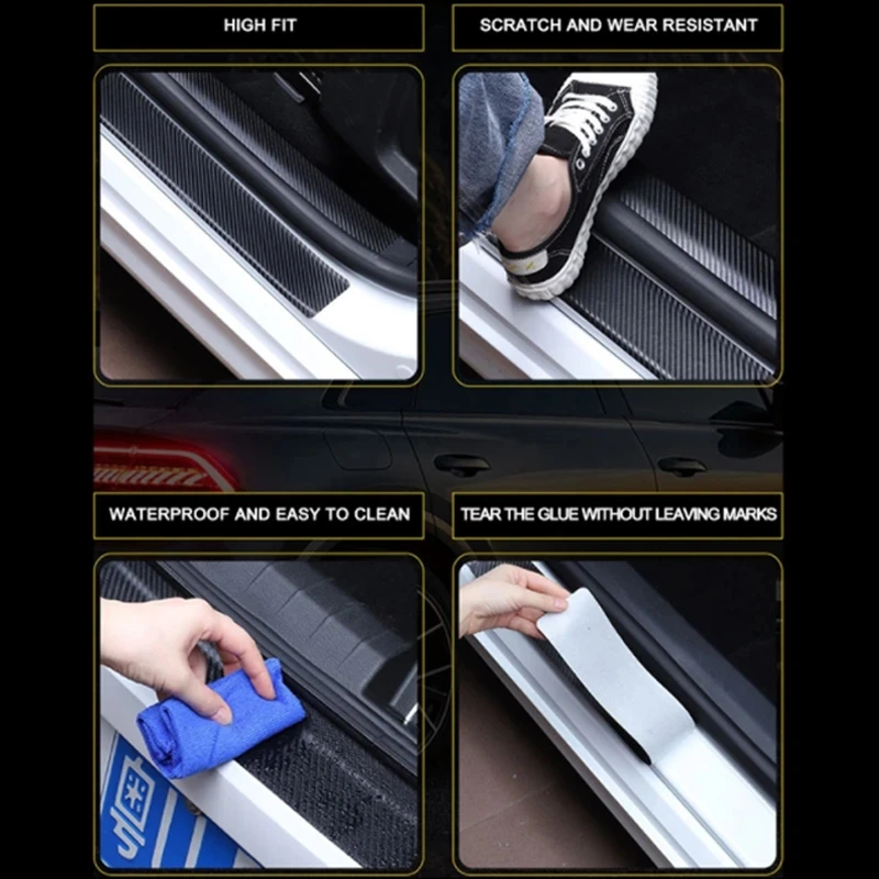 4 шт. наклейки на порог двери автомобиля из углеродного волокна для Nissan Sentra Автомобильные Аксессуары для защиты от царапин - 3