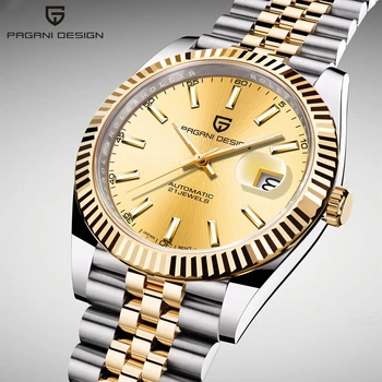Мужские автоматические механические часы PAGANI DESIGN с сапфиром 42 мм, роскошный золотой циферблат, Водонепроницаемые часы из нержавеющей стали Relogio Masculino1645