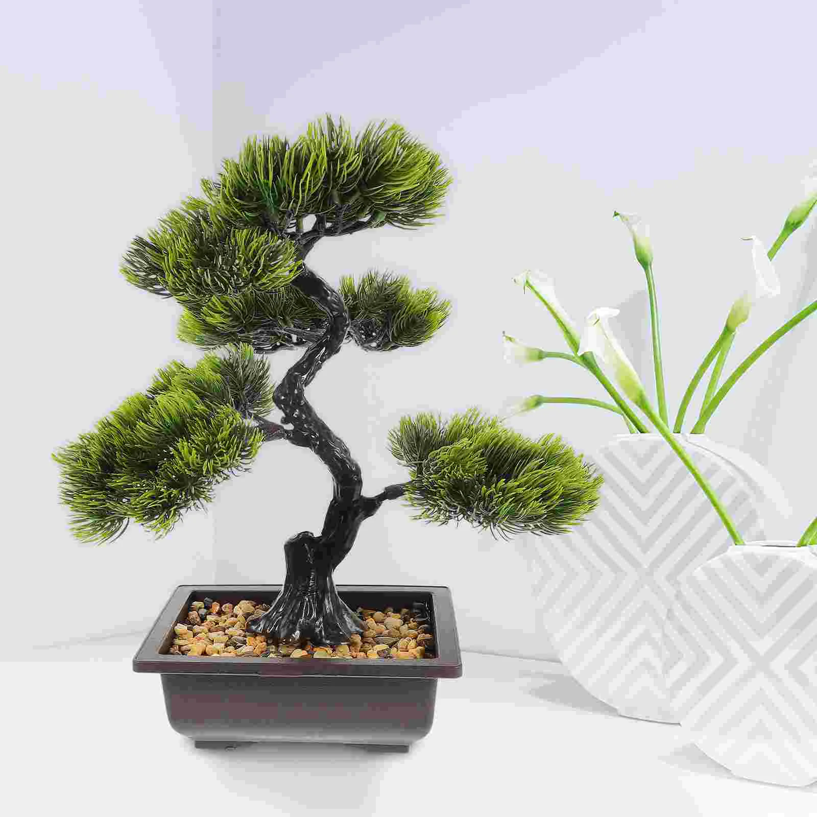 Искусственные растения в помещении, милые поддельные Искусственные деревья Бонсай, реалистичный маленький декор для дома, декоративный орнамент из АБС-пластика - 3