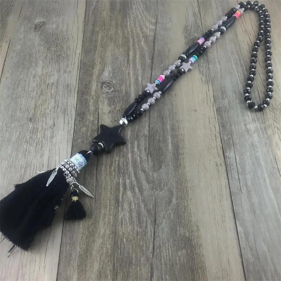 Богемное этническое ожерелье с кисточками в стиле бохо, винтажное ожерелье с цепочкой в стиле бохо в стиле ретро, Леопардовая подвеска, женские украшения - 0