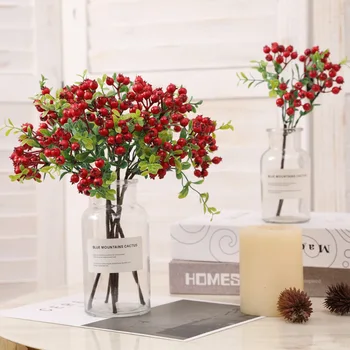 Рождественские украшения с ягодами, аксессуары для цветочных композиций из растений
