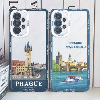Чехол Для Samsung Galaxy S20 Plus S21 FE S22 S23 Ultra A53 A52 A54 A33 World Travel Прага Чехия Мягкая Обложка с художественной Печатью