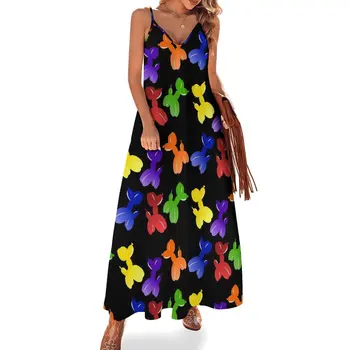 Платье для собаки с воздушным шаром, Забавное животное, эстетичные пляжные длинные платья в стиле Бохо с V-образным вырезом, Женское графическое Пляжное платье Макси Большого размера