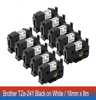 18 мм TZe-Белая лента TZe241 TZe-241 TZ241 TZ 241 Ламинированная этикетка Черного цвета на белом, Совместимая с Brother P-touch Label Maker PT-H300