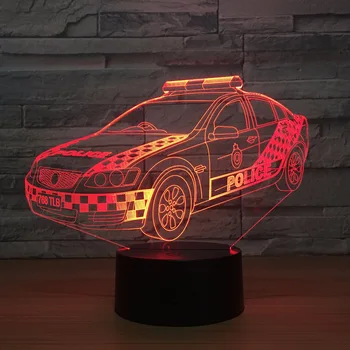 Полицейская машина 3d ночник прикроватный праздничный подарок Светодиодные светящиеся 3D светильники Новинка Usb Led Рождественские украшения подарок