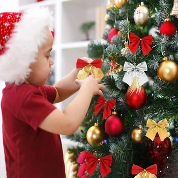 50шт Рождественская елка Лук подвесной кулон Веселое Рождественское украшение для дома 2023 Рождественский подарок Navidad Natal Новый год 2024 декор