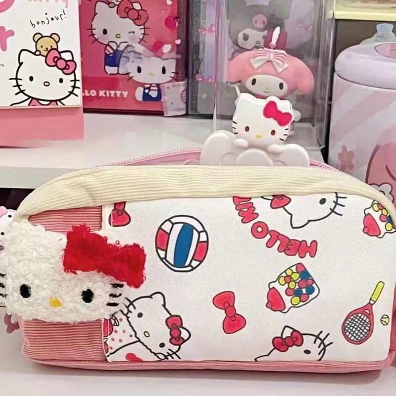 Sanrio Hello Kitty, милая сумка для карандашей с принтом, Y2k, сумка для хранения канцелярских принадлежностей для девочек-подростков, сумки для кошельков, канцелярские школьные принадлежности - 2