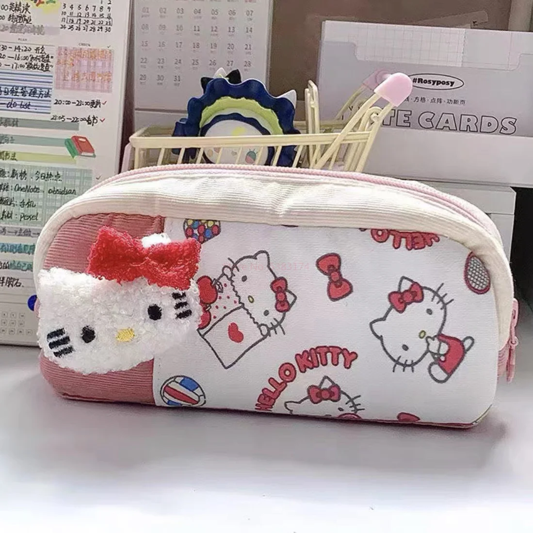 Sanrio Hello Kitty, милая сумка для карандашей с принтом, Y2k, сумка для хранения канцелярских принадлежностей для девочек-подростков, сумки для кошельков, канцелярские школьные принадлежности - 5
