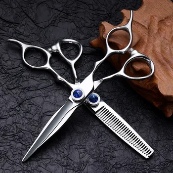 Парикмахерские ножницы 6 дюймов 9CR, профессиональные ножницы с плоскими зубьями, стрижка челки, сломанные ножницы для волос, набор тонких ножниц для волос.