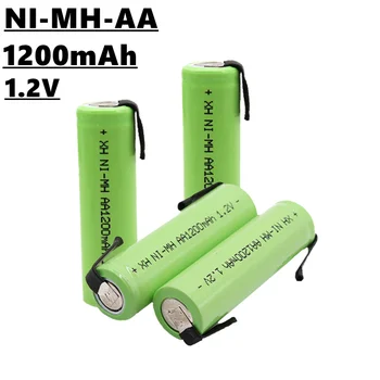 Новая аккумуляторная батарея AA NiMH, 1,2 В, 1200 мАч, со сварочными штифтами, стабильная и безопасная зарядка, подходит для электрической зубной щетки.