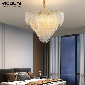 Современные стеклянные хрустальные светодиодные люстры во французском стиле для гостиной столовой Кабинета спальни Простое и атмосферное приспособление для гардероба