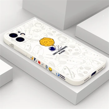 Милый Мультяшный Астронавт Star Space Чехол Для Телефона iPhone 11 12 13 14 Pro MAX Mini XS XR X 7 8 Plus Мягкая Противоударная Задняя Крышка Из ТПУ